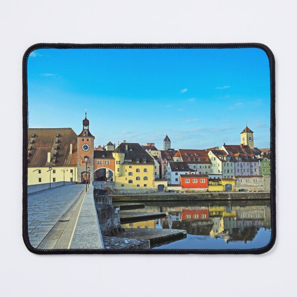 Item preview, Stone Bridge and old colorful buildings in old town of Regensburg city, Germany. designed and sold by goceris.