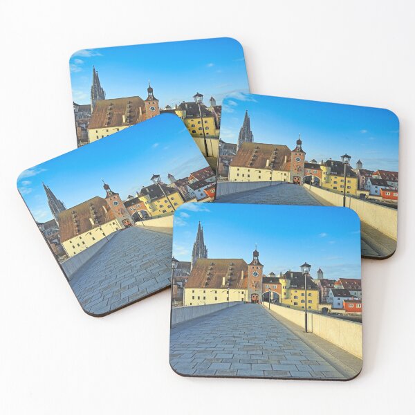 Item preview, Stone Bridge and old city gate with Bridge Tower or Brueckturm in old town of Regensburg city, Germany. designed and sold by goceris.