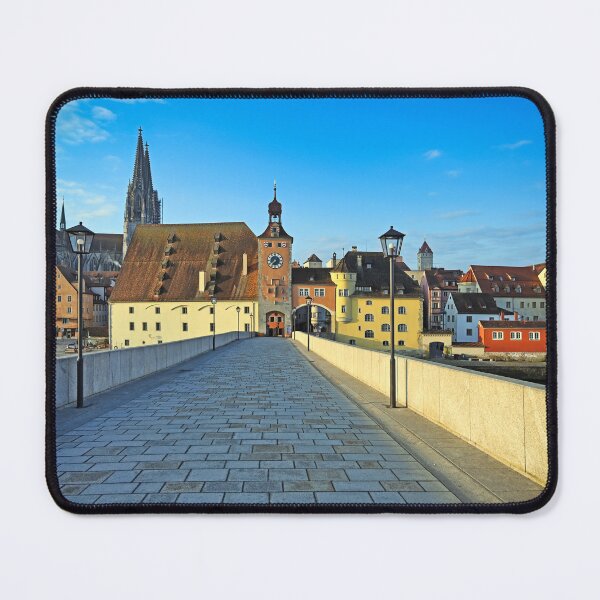 Item preview, Stone Bridge and old city gate with Bridge Tower or Brueckturm in old town of Regensburg city, Germany. designed and sold by goceris.