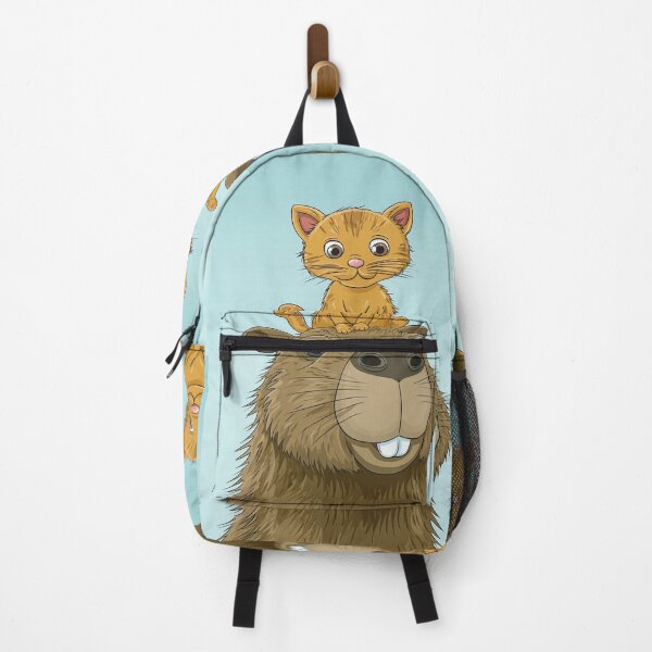 Item preview, An orange kitten sits on its beaver friend's happy head. designed and sold by Piotrek0001.
