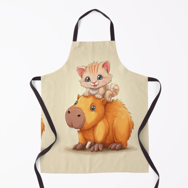 Item preview, A light kitten sits on an orange cheerful capybara's head. designed and sold by Piotrek0001.