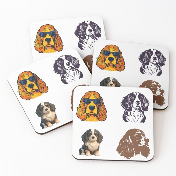 Item preview, Cocker Spaniel Dog Sticker Pack: Cool Puppy Poly Art & Vintage Retro Vinyl Decals designed and sold by VibranPalette.