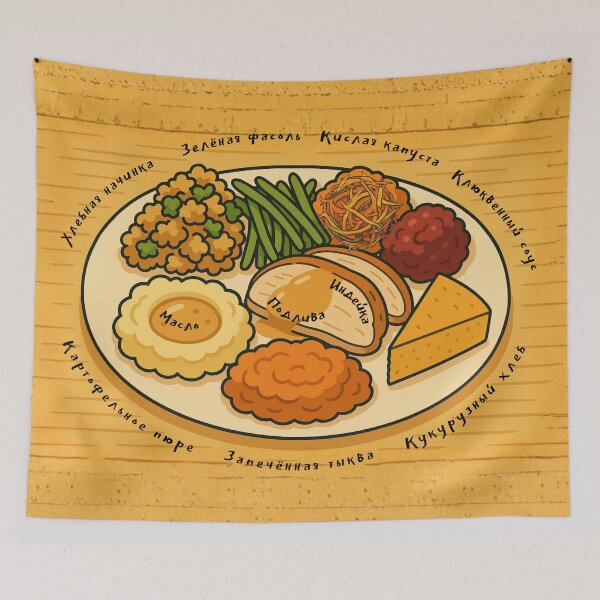 Item preview, Thanksgiving Plate — Russian Vocabulary Edition designed and sold by Russian101.