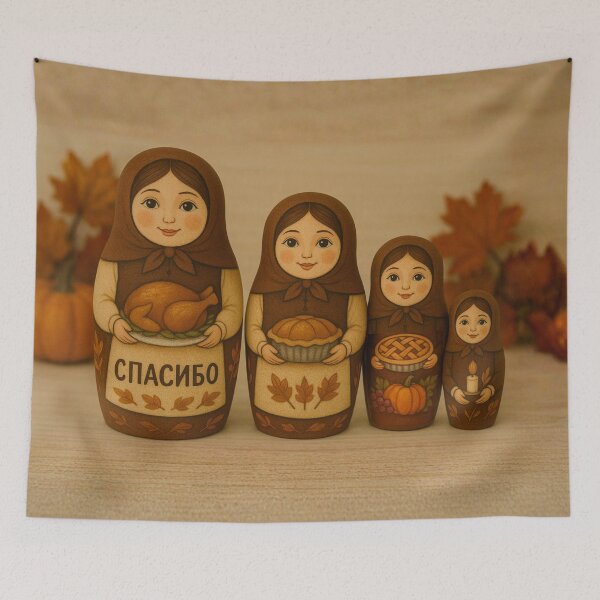 Item preview, Matryoshka Thanksgiving Gathering designed and sold by Russian101.