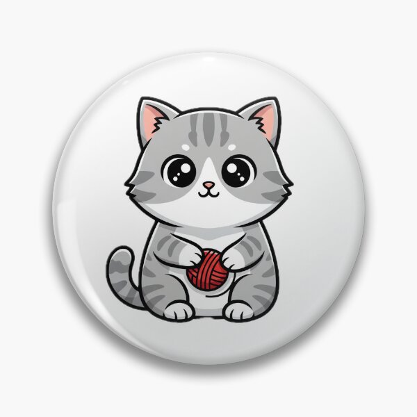 Item preview, Kawaii cat with ball of yarn designed and sold by KnlDsgn.