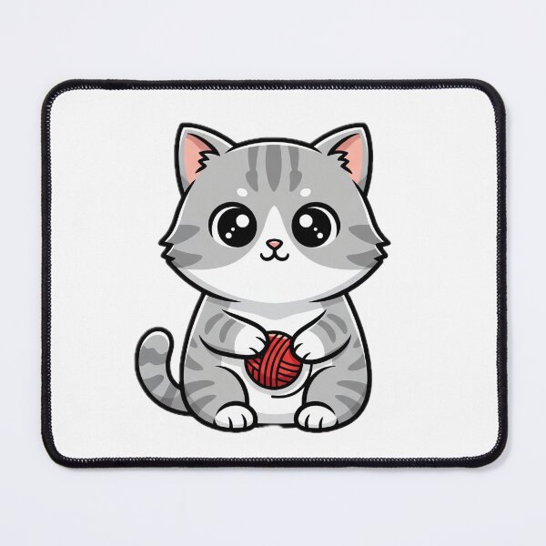 Item preview, Kawaii cat with ball of yarn designed and sold by KnlDsgn.