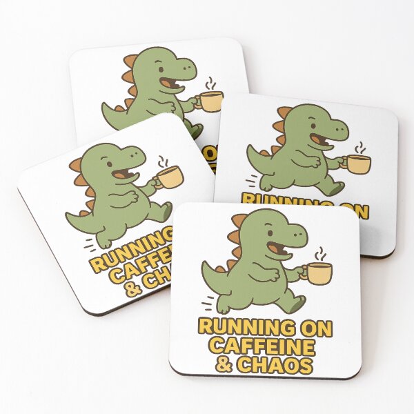 Item preview, Running on Caffeine & Chaos – Cute Dino designed and sold by VibeLab_Art.