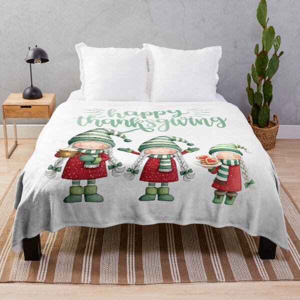 Item preview, Happy Thanksgiving Cute Girl Gnomes – Holiday Illustration designed and sold by DesignArtist.ia.