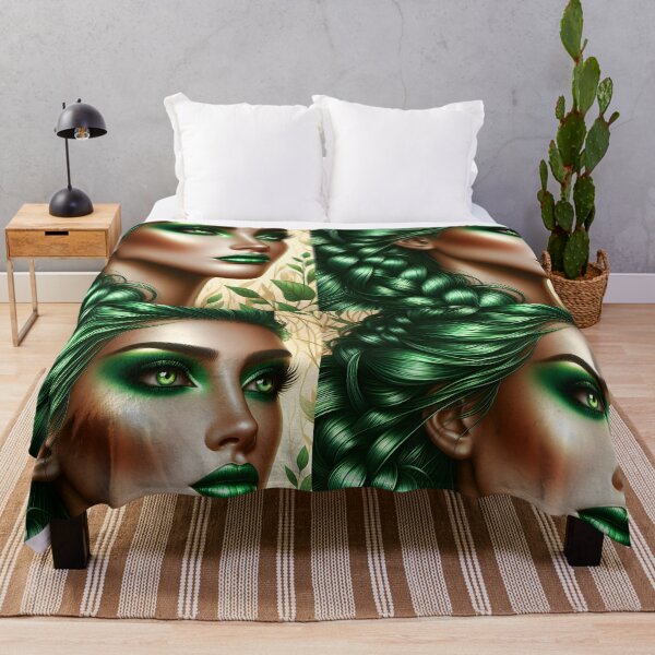 Item preview, Emerald Beauty – Green Braided Hair and Makeup Portrait designed and sold by EmeraldeaArt.