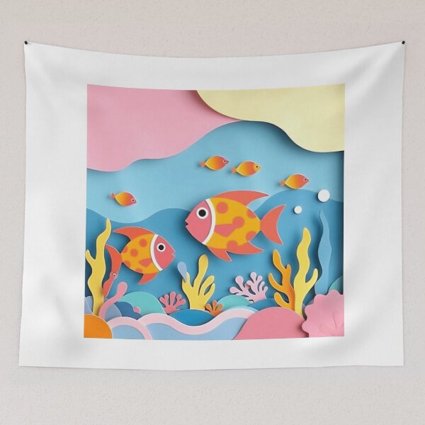 Item preview, Colorful Paper Collage Goob Lagoon Fish designed and sold by sharon1210.