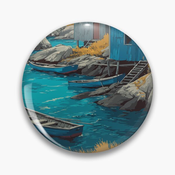 Item preview, Blue Rocks Nova Scotia | Quaint Fishing Hamlet Art Print designed and sold by TuncGK.