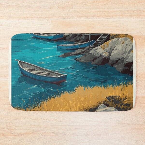 Item preview, Blue Rocks Nova Scotia | Quaint Fishing Hamlet Art Print designed and sold by TuncGK.
