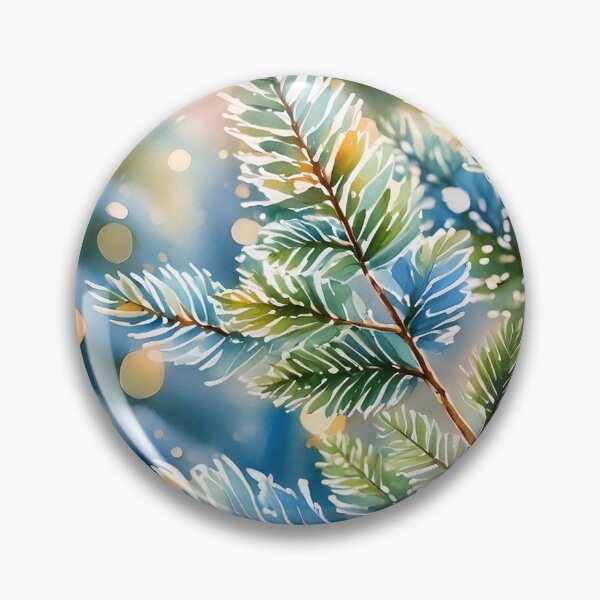 Item preview, Glowing bokeh lights surround snow-dusted pine branches in a soft, wintry scene designed and sold by homydesign.