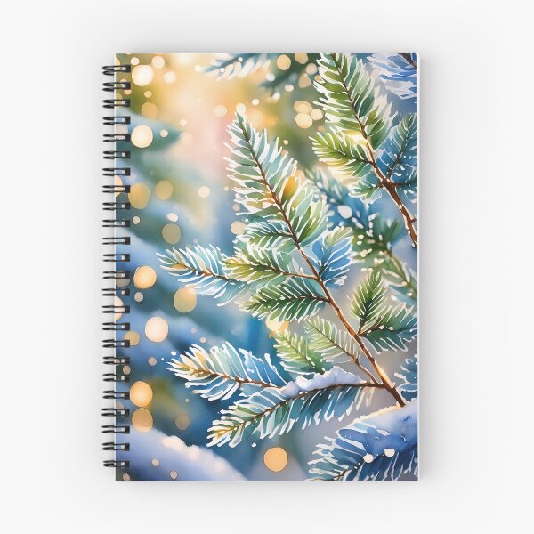 Item preview, Glowing bokeh lights surround snow-dusted pine branches in a soft, wintry scene designed and sold by homydesign.