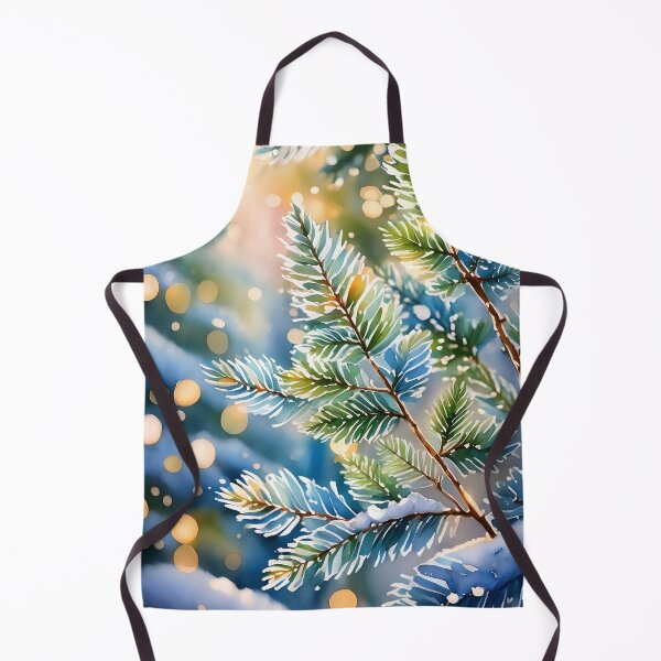 Item preview, Glowing bokeh lights surround snow-dusted pine branches in a soft, wintry scene designed and sold by homydesign.