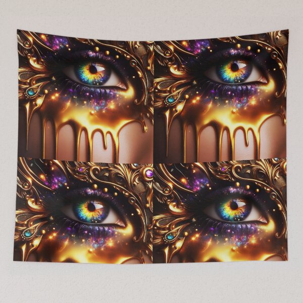 Item preview, Golden Tear Fae – Rainbow Iris Fantasy Portrait designed and sold by EmeraldeaArt.