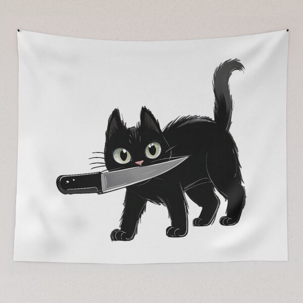 Item preview, Black Cat Holding Knife Cute but Dangerous designed and sold by TeeARTHY.
