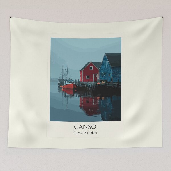 Item preview, Canso Nova Scotia | Historic Fishing Town Harbour Art designed and sold by TuncGK.