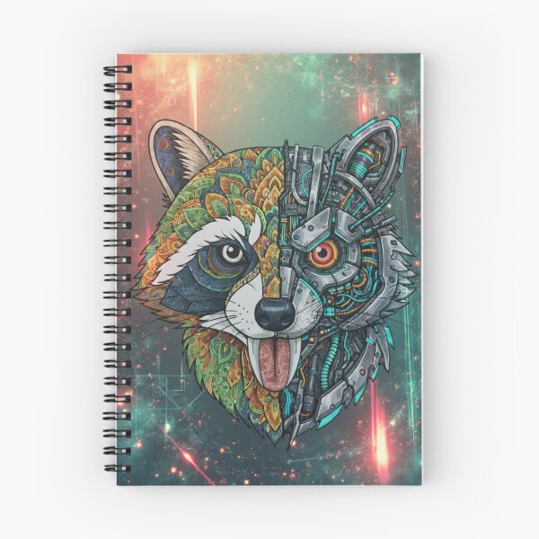 Item preview, Cyborg Raccoon Face – Neon Cyberpunk Animal Sticker & Apparel designed and sold by DotsNSoul.