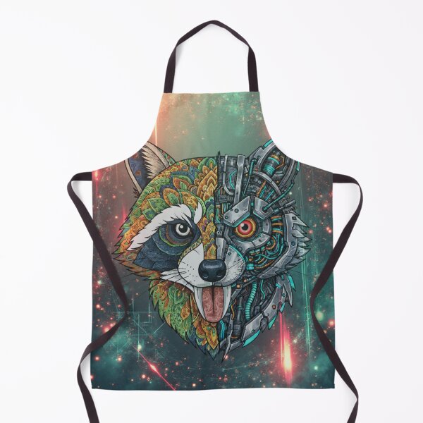 Item preview, Cyborg Raccoon Face – Neon Cyberpunk Animal Sticker & Apparel designed and sold by DotsNSoul.