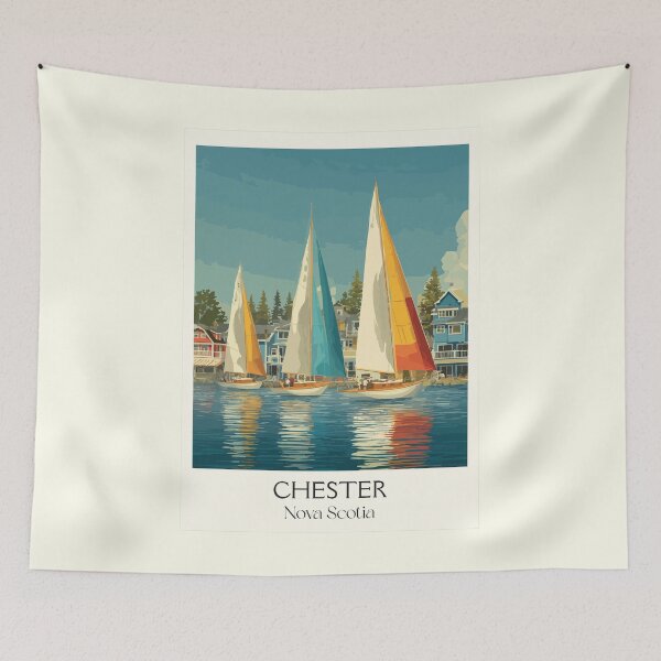 Item preview, Chester Nova Scotia | South Shore Sailing Regatta Art Print designed and sold by TuncGK.