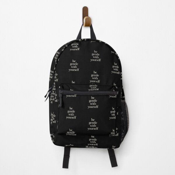 Item preview, Be Gentle with Yourself Sticker – Cream Vintage Serif Quote on Black Background designed and sold by astersgraphics.