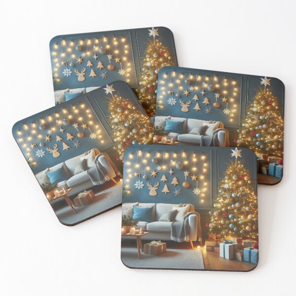 Item preview, A cozy living room adorned with a Christmas tree, twinkling lights, and festive decorations designed and sold by homydesign.