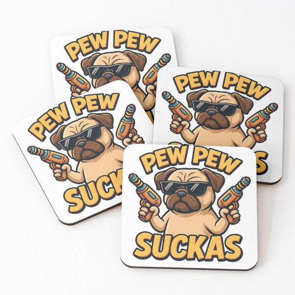 Artikelvorschau, Pew Pew Mops – Lustiges Hunde-Meme-Cartoon-Design entworfen und verkauft von AvanasShop.