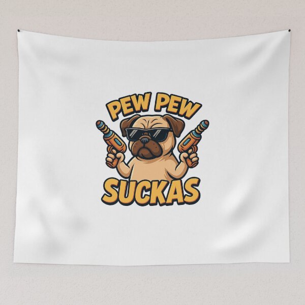 Item preview, Pew Pew Pug – Funny Dog Meme Cartoon Design designed and sold by AvanasShop.