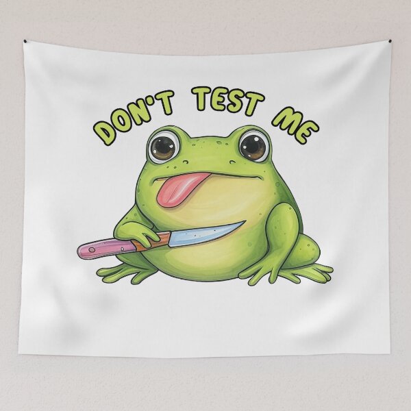 Item preview, Angry Frog Don't Test Me with Knife designed and sold by TeeARTHY.