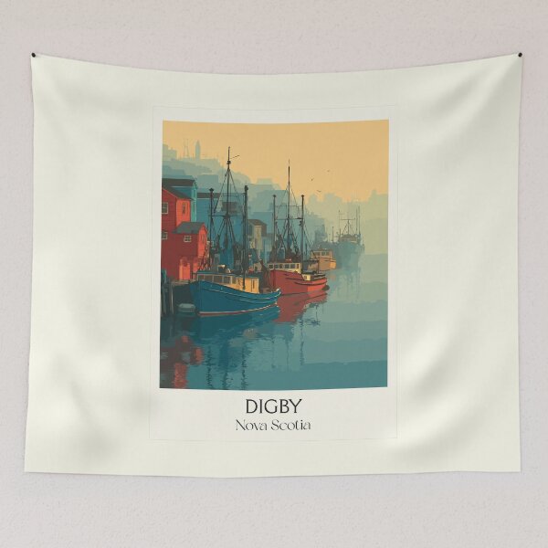 Item preview, Digby Nova Scotia | Scallop Fleet Harbour Art Print designed and sold by TuncGK.