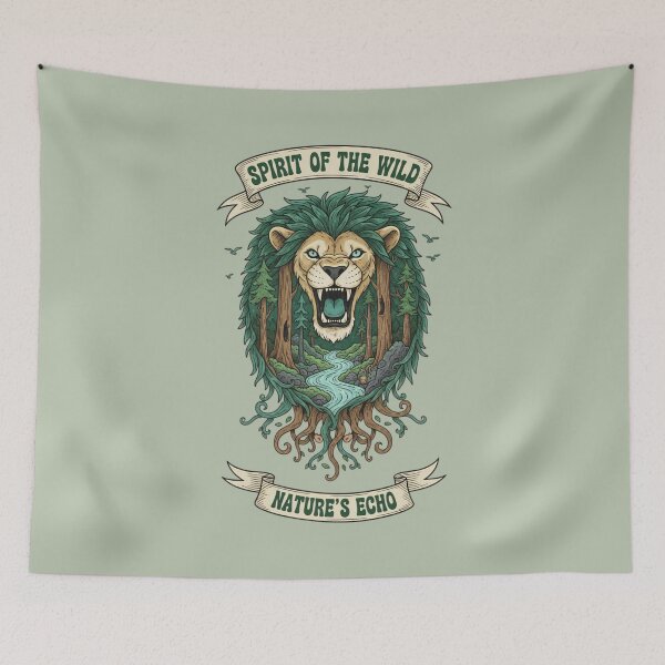 Item preview, Spirit of the Wild Nature's Echo - Majestic Forest Lion Art designed and sold by AwesomeBeyondLimits.