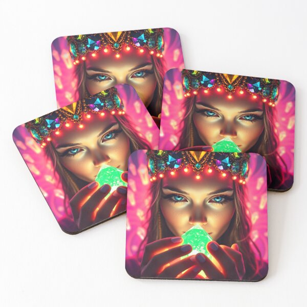 Item preview, Witch Girl with Radiant Green Crystal – Magical Chant Portrait designed and sold by EmeraldeaArt.