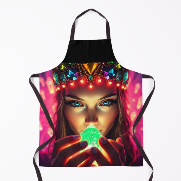 Item preview, Witch Girl with Radiant Green Crystal – Magical Chant Portrait designed and sold by EmeraldeaArt.