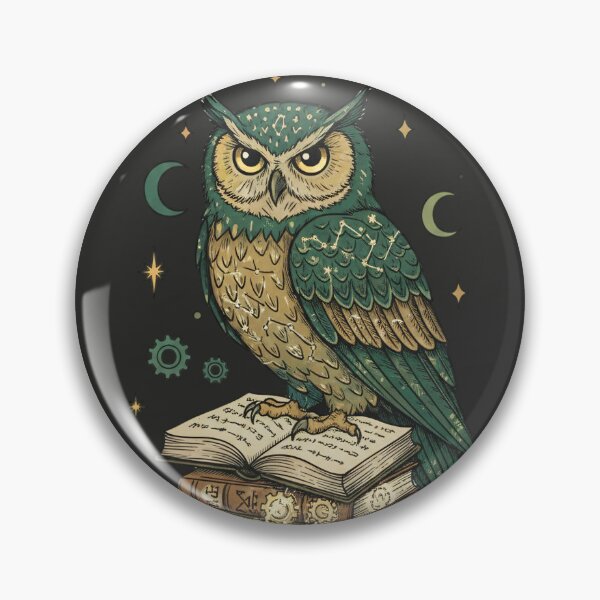 Item preview, Wisdom's Echo Celestial Scripts - Mystical Owl on Stack of Books designed and sold by AwesomeBeyondLimits.