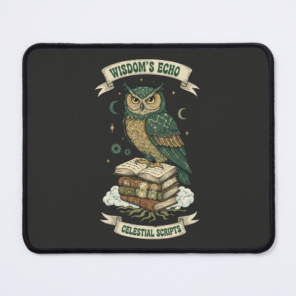 Item preview, Wisdom's Echo Celestial Scripts - Mystical Owl on Stack of Books designed and sold by AwesomeBeyondLimits.