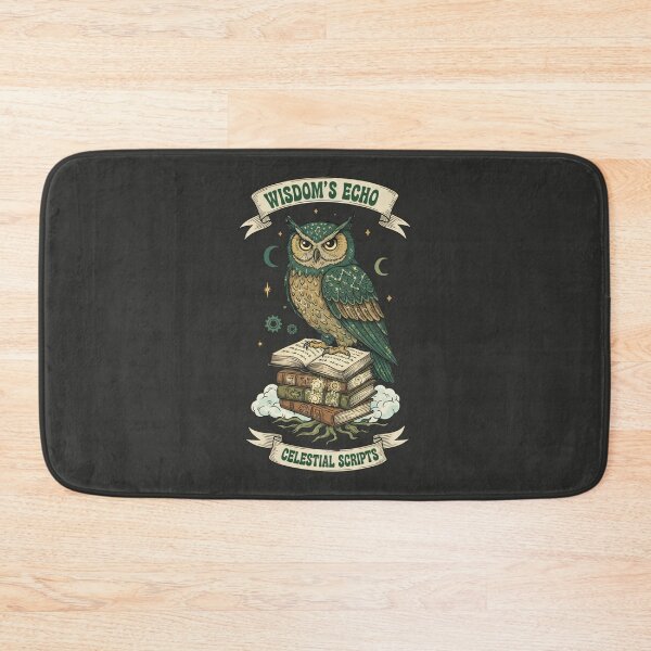 Item preview, Wisdom's Echo Celestial Scripts - Mystical Owl on Stack of Books designed and sold by AwesomeBeyondLimits.