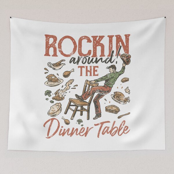 Item preview, Rockin’ Around the Dinner Table Tee – Vintage Western Thanksgiving Shirt designed and sold by TeeByDesignsCo®.