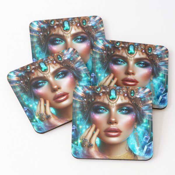 Item preview, Crystalline Divine – Gem and Crystal Adorned Female Portrait designed and sold by EmeraldeaArt.