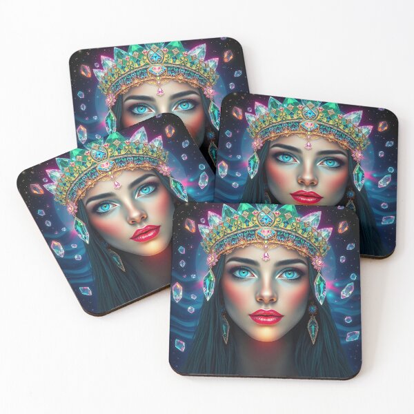 Item preview, Crystalline Good Witch – Floating Crystals and Gem Crown Portrait designed and sold by EmeraldeaArt.