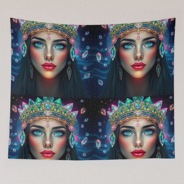 Item preview, Crystalline Good Witch – Floating Crystals and Gem Crown Portrait designed and sold by EmeraldeaArt.