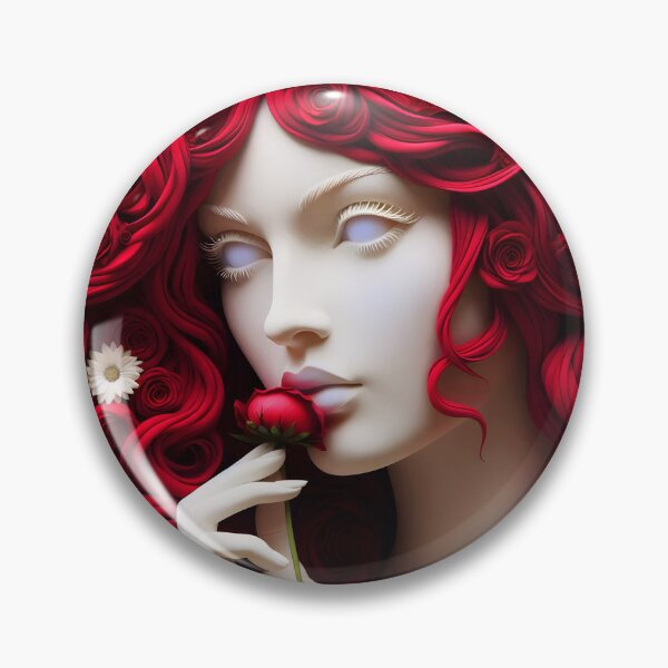 Item preview, Sculpted Fantasy Woman – Red Hair with Roses and Daisies designed and sold by EmeraldeaArt.