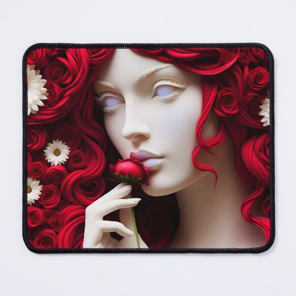 Item preview, Sculpted Fantasy Woman – Red Hair with Roses and Daisies designed and sold by EmeraldeaArt.