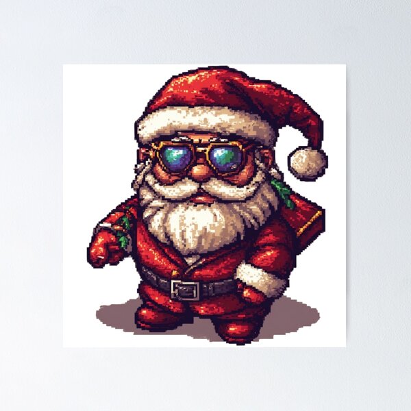 Artikelvorschau, Frohe Weihnachten, Weihnachtsmann-Pixel entworfen und verkauft von Bossy Box.