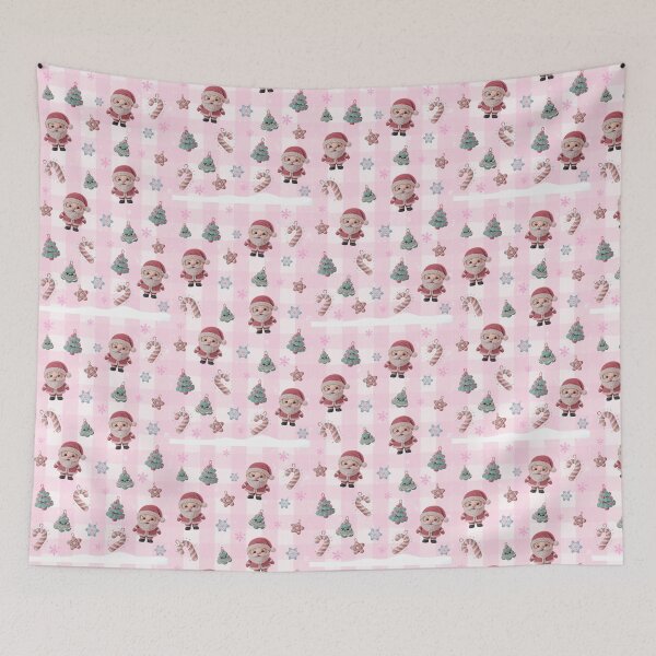 Item preview, Preppy Pink Christmas Pattern | Knitted Santa Crochet Look Gingham Holiday Tee designed and sold by Sasikharn.