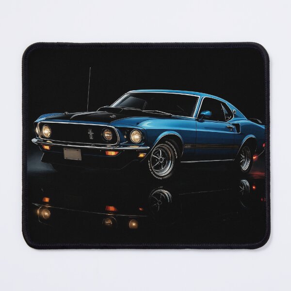 Item preview, 1969 Mustang Mach 1 – Classic Blue Muscle Car Retro Automotive Art designed and sold by Stinky Lincy's Apparel Company.
