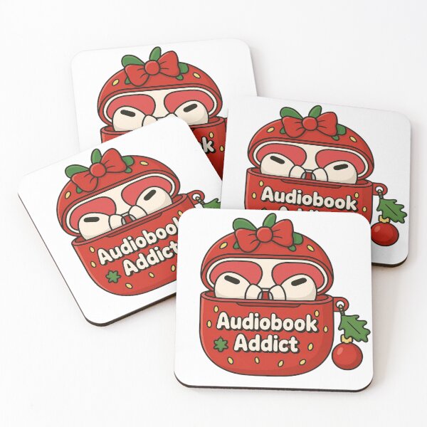 Item preview, Earbuds Holiday themed Audiobook Addict designed and sold by BookishEve.