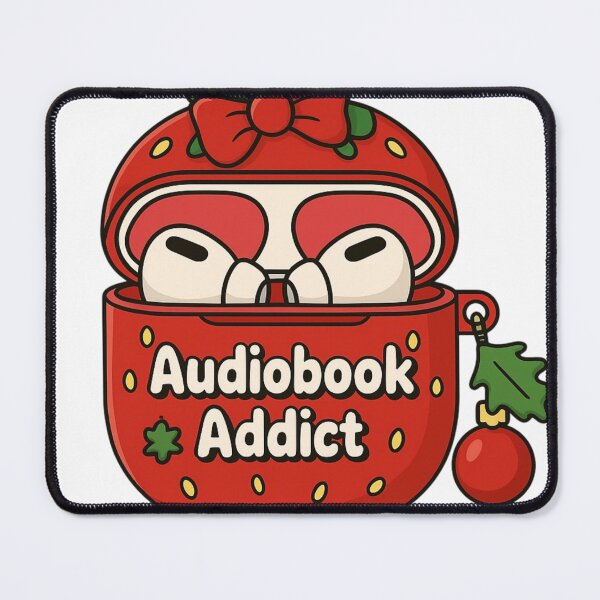 Item preview, Earbuds Holiday themed Audiobook Addict designed and sold by BookishEve.
