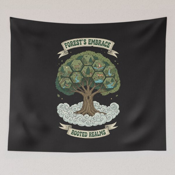 Item preview, Forest's Embrace Rooted Realms - Tree of Life Wildlife Ecosystem designed and sold by AwesomeBeyondLimits.