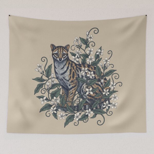 Item preview, Civet Cat with White Jasmine Blossoms designed and sold by BirdsnStuff.